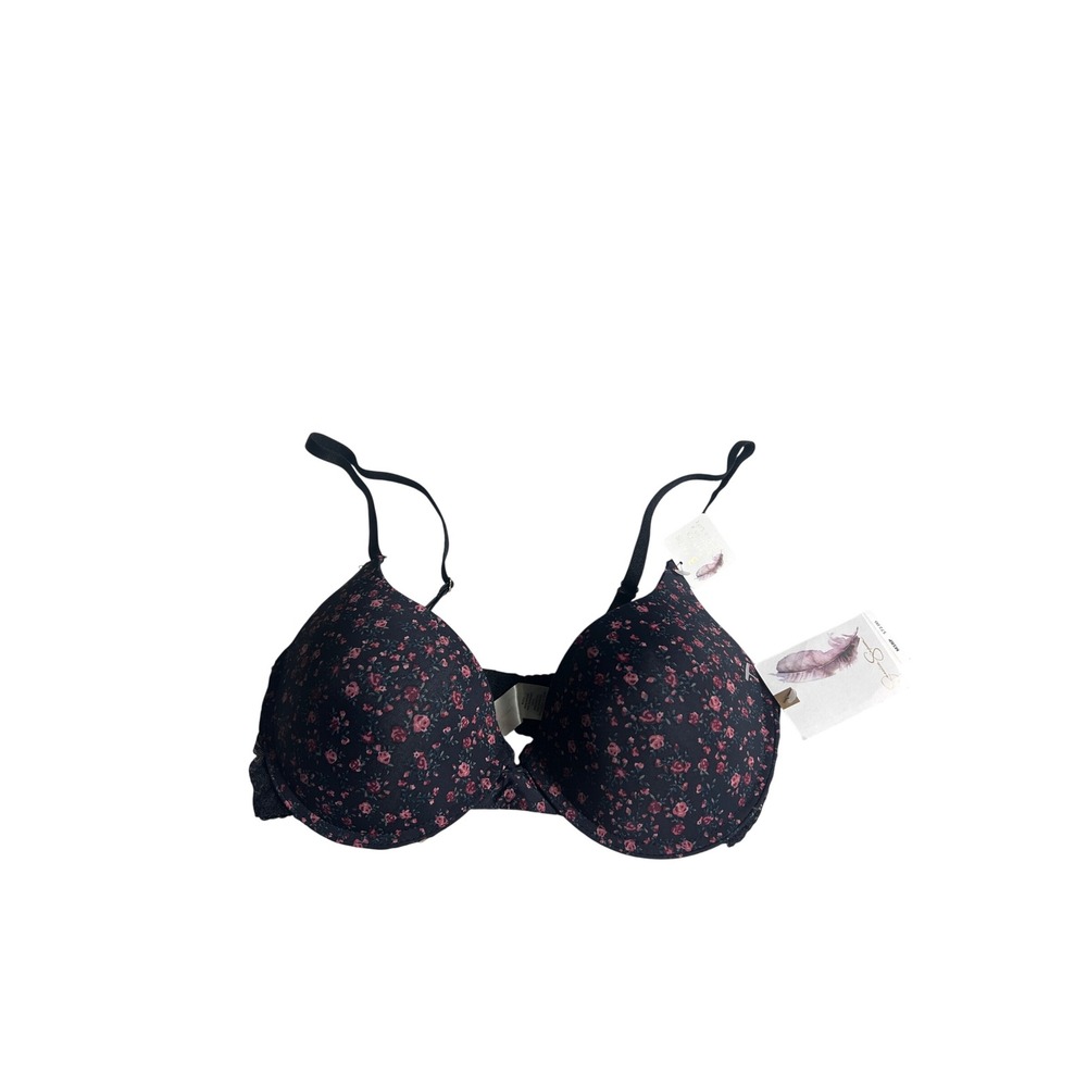 Jessica Simpson Floral Lace Underwire Bra Women 34C Black New Padded Adjustable